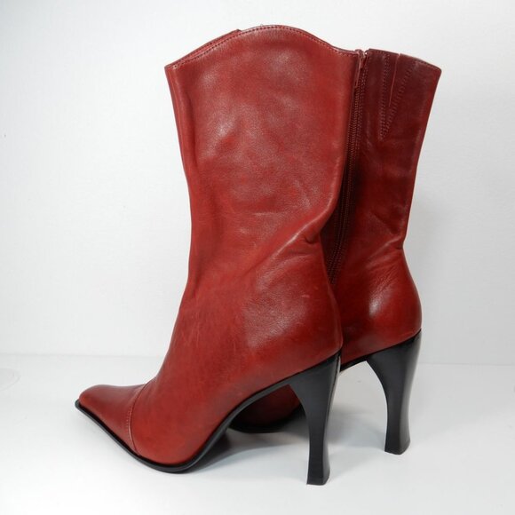 Jeffrey Campbell Be Bold Western Boots Size 5 Red Distressed Leather NEW $280 - Picture 8 of 12